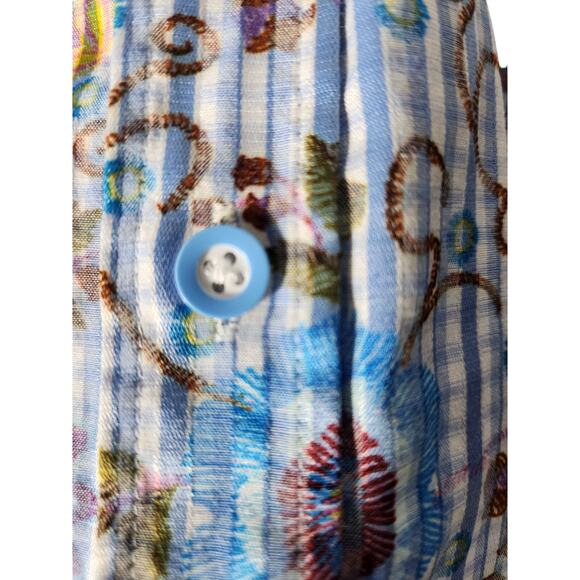 Luchiano Visconti Men's blue multicolor button up dress shirt - Picture 4 of 7